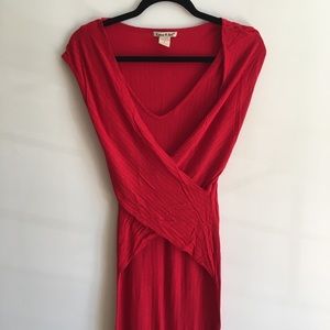 Red Criss Cross Knee Length Dress